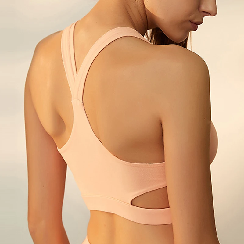 BINAND Sexy Cross Bandage Halter Padded Yoga Bra Breathable High Elastic Quick Dry Solid Wire Free Women Fitness Top | Спорт и