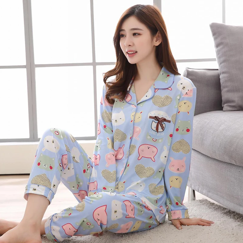 Новинка 2019 года Весенняя женская пижама пижамные комплекты с рисунками животных