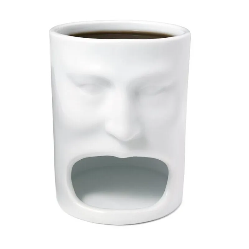 white Смешное лицо керамическая кружка caneca волшебная посуда для кофе и чая десерт помещается стойка пародия приспособления для трюков подарок - Цвет: white
