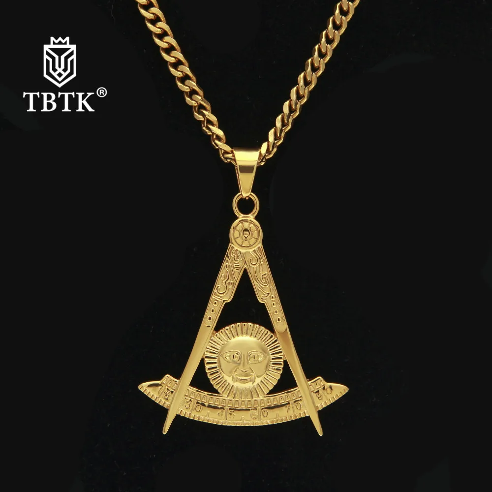 TBTK Египетский портрет масон кулон из нержавеющей стали узор ожерелье золото