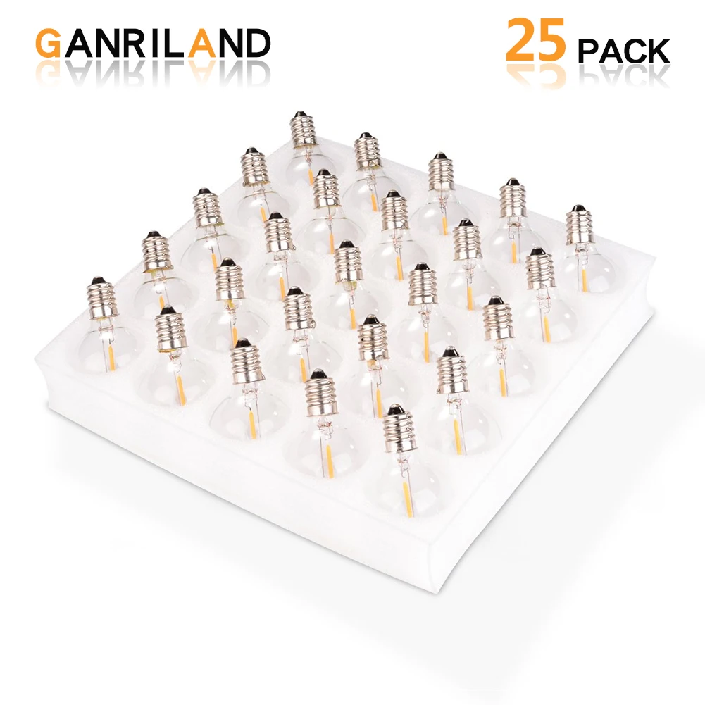 

25PCS G40 1W LED String Lights Replacement Bulb E12 220V 110V Warm White 2700K LED Lamps Replace G40 5W 7W Incandescent Bulbs