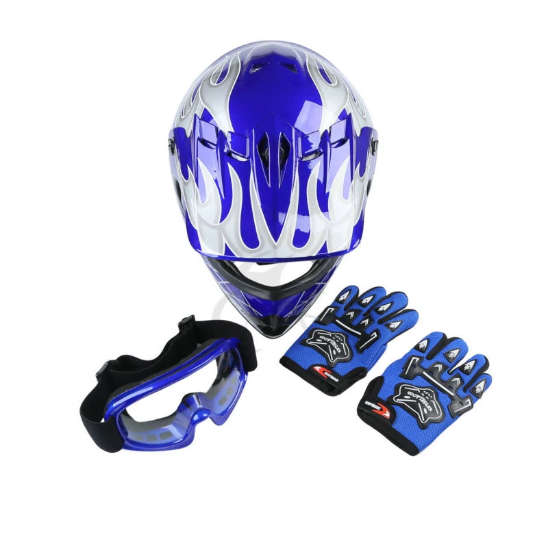 S/M/L/XL DOT Youth Kids Dirt Bike ATV Full Face шлем очки W/перчатки 6 цветов аксессуары для мотоциклов