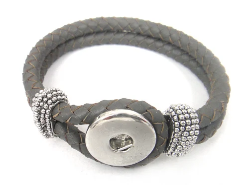 Бесплатная доставка черный кожаный браслет DIY Модные металлические кнопки