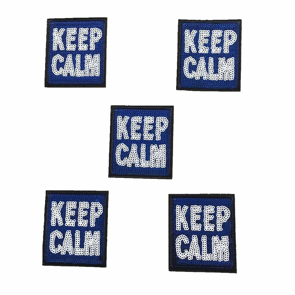 Новое поступление квадратные патчи с надписью KEEP CALM блестками для одежды рюкзака