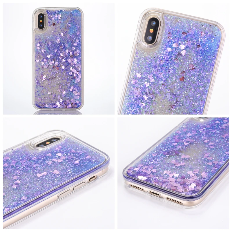 Жидкий жесткий пластиковый чехол с сердечком + мягкий из ТПУ для Iphone XS MAX XR X 8 7 6 6S
