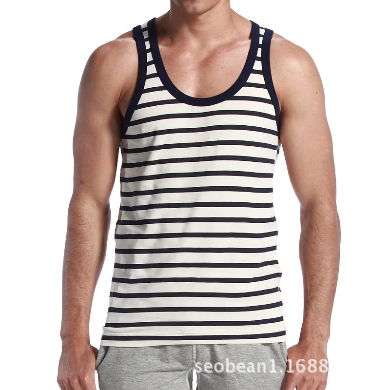 Майка мужская полосатая без рукавов рубашка-топ со шнурком майка-безрукавка