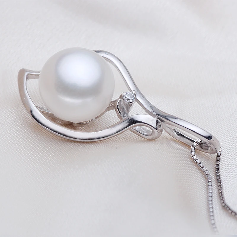 Подвеска женская с натуральным пресноводным белым жемчугом 10-11 мм | Украшения и