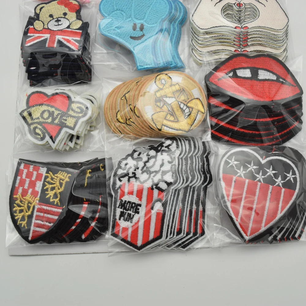 120 шт./компл. смешанные рот/рука/значок/вышивка в сердечнике/Набор нашивок с