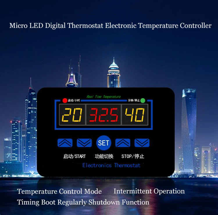 XH-1411 W1411 AC110-220V цифровой регулятор температуры три окна дисплей Многофункциональный Контроль температуры Переключатель DC12V