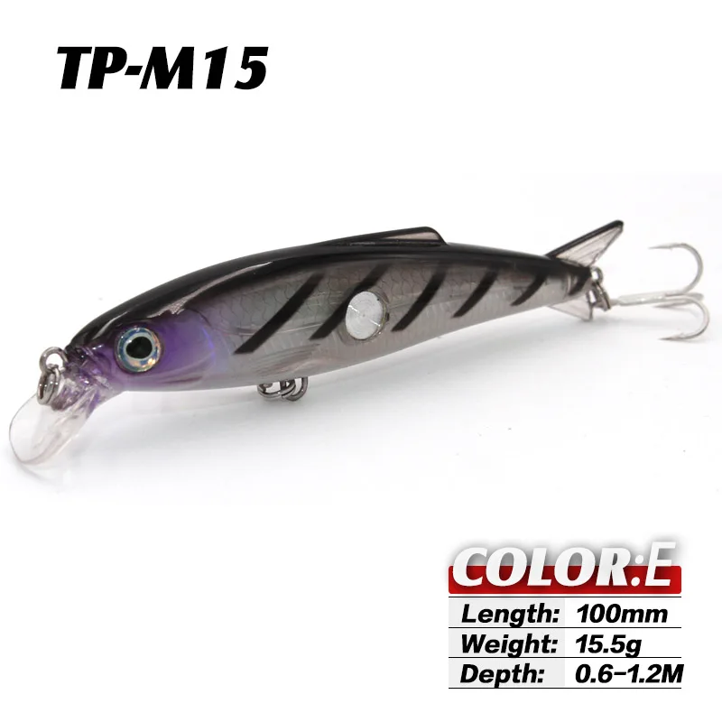 TacklePRO M15 идеальная приманка для ловли гольяна 100 мм/15,5 г плавающая искусственная жесткая приманка воблер, щука тройные басовые крючки - Color: E