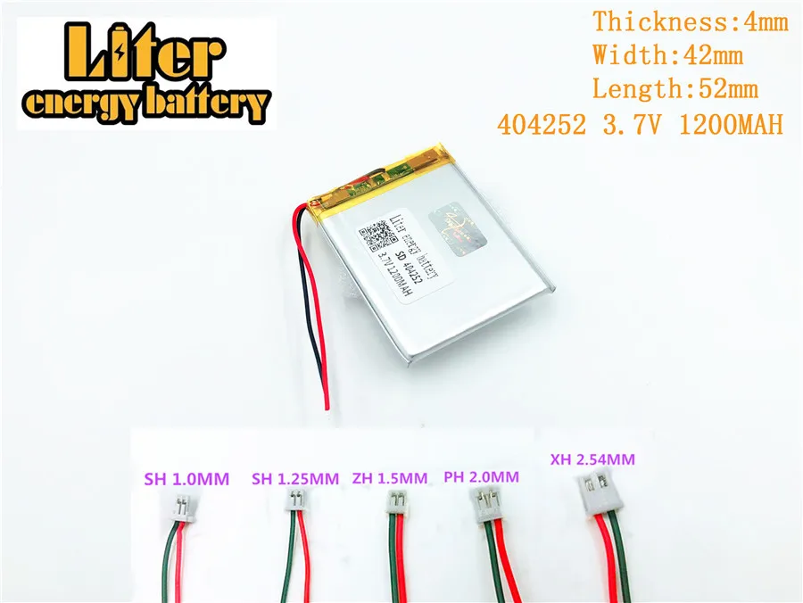 404252, 3,7 V 1200mAh перезаряжаемый полимерный аккумулятор для 3,7 V 404252 PLUG MP3 MP4 MP5 ламповый Динамик игрушки мобильный полимерный аккумулятор