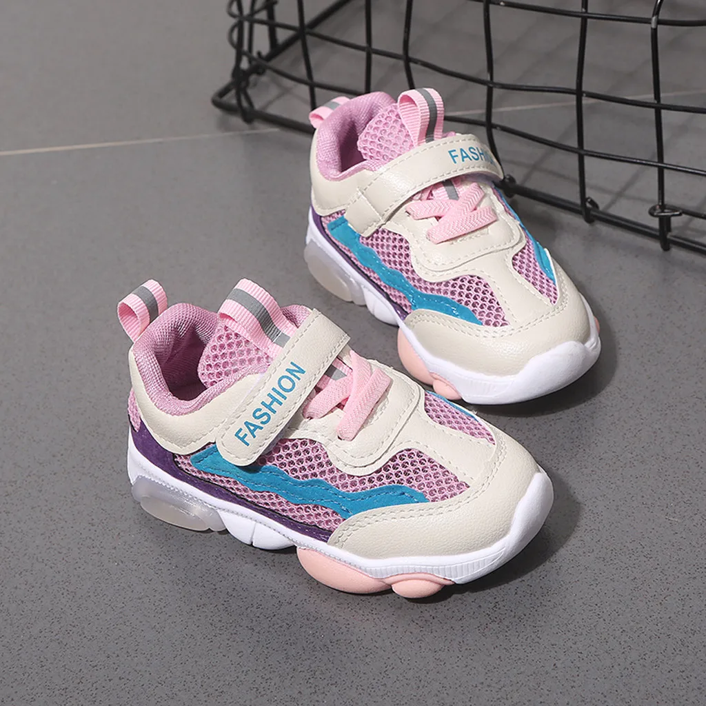 Обувь для детей Для мальчиков и девочек светодиодный световой с дышащей сеткой