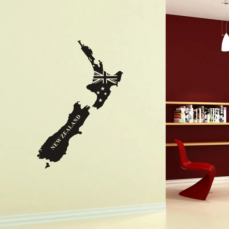 Новая Зеландия карта наклейки на стену большой новый дизайн Кофейня узор