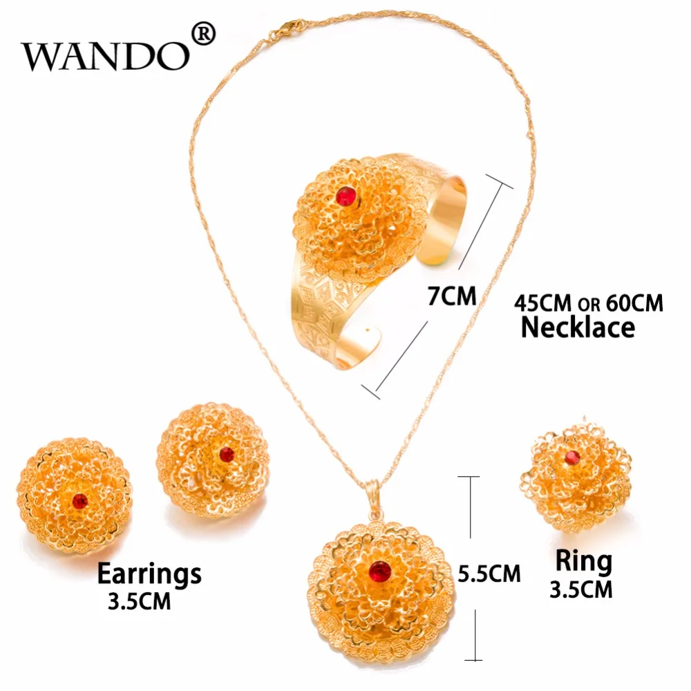 WANDO18K новый золотой цвет комплекты ювелирных изделий из эфиопского Красного
