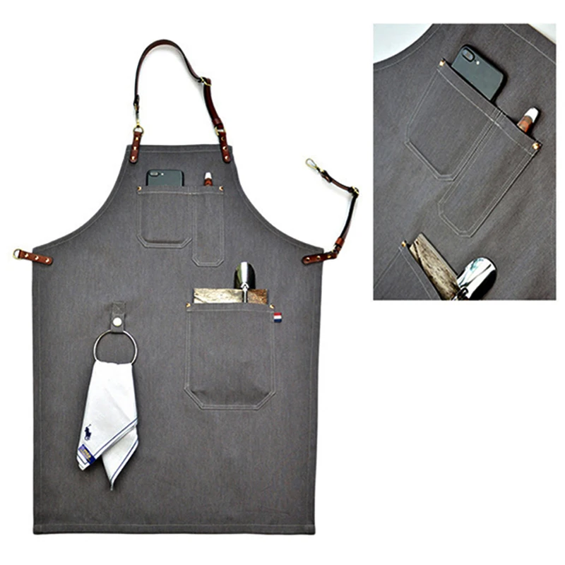 Джинсовый ковбойский фартук для барбекю пожилых женщин и мужчин 2018 кожаные