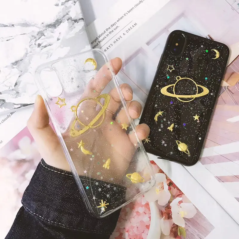 Чехол для iPhone X 6 s 7 8 Plus звездное небо космос планеты Ультратонкий Мягкий ТПУ чехол