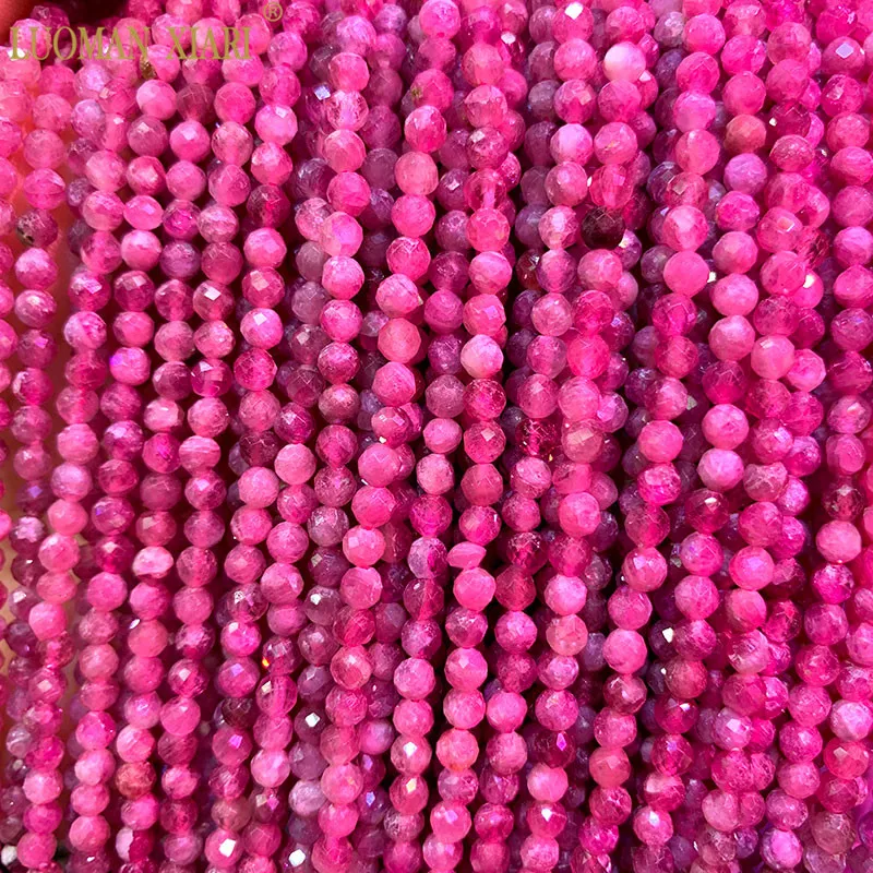 Red Tourmaline Изысканные бусины из натурального камня ААА аметист розовый кварц Турмалин топаз граненые бусины для самостоятельного изготовления ювелирных изделий браслет ожерелье - Цвет: Red Tourmaline