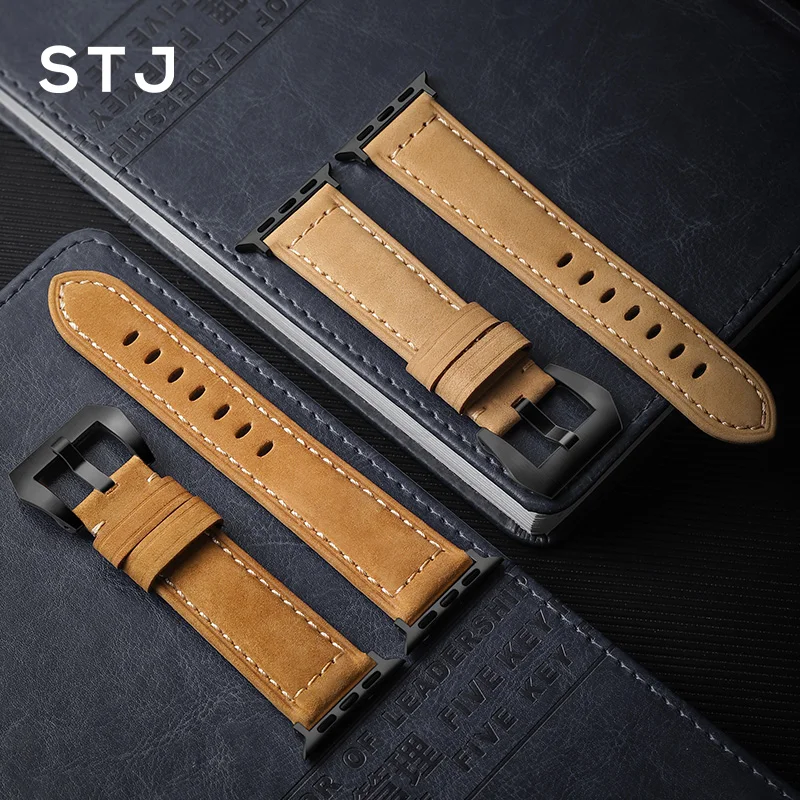 Ремешок для часов STJ из воловьей кожи Apple Watch 42 мм 38 и Series 4 3 2 1 ремешок iWatch 44 40 |