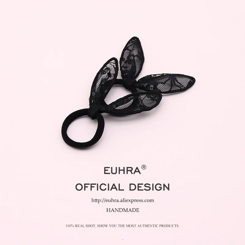 EUHRA/1 шт., эластичные резинки для волос, кружевные кроличьи ушки, кроличьи волосы для женщин, повязка для волос для девочек, детская резиновая лента