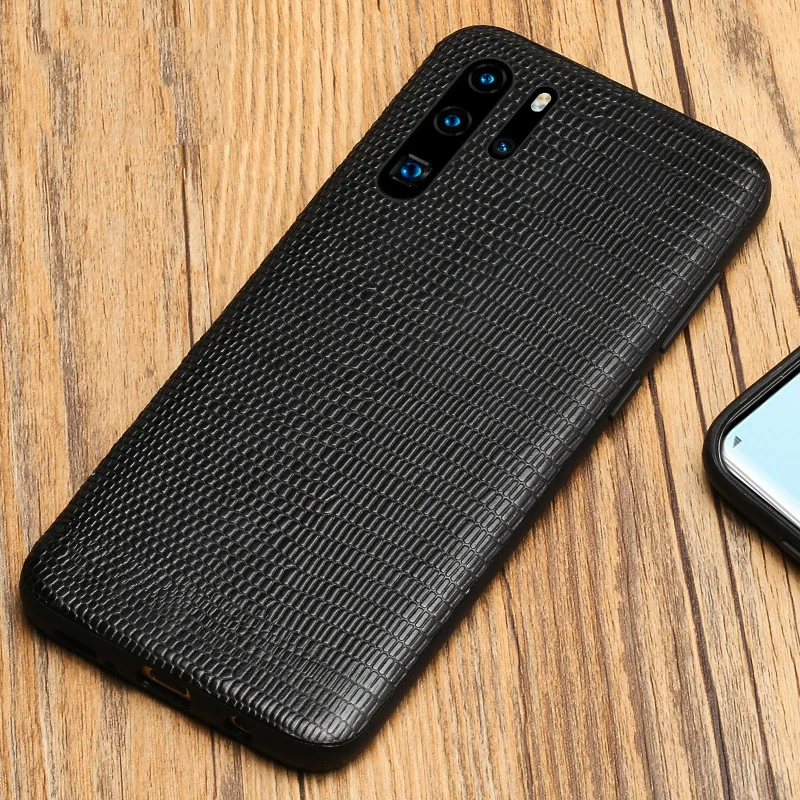 

Natural Leather Lizard Grain case for Huawei P30 Lite P20 P40 Pro mate 20 360 Full protection Cases For Honor 8X 20 Pro 10 20i