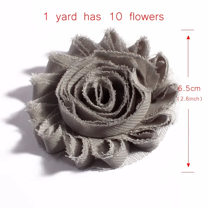 30yard/lot 2.6 ''15 Цвета искусственные мягкие Роза отделка потертый потертые шифон 3D Ткань цветы для Банданы для мужчин /Свадьба Decortions