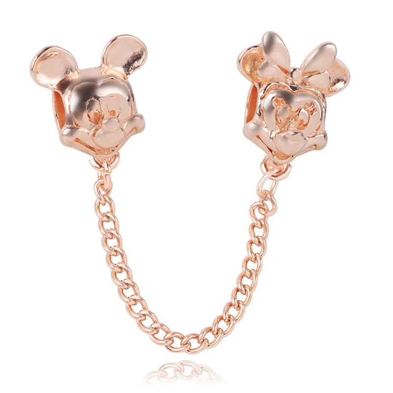 rose mickey Кристалл зажим Пробка шарик подходит Pandora талисманы Серебро 925 браслет брелок ювелирные изделия для женщин мужчин изготовление - Цвет: rose mickey