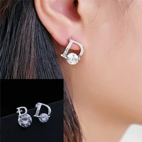 high quality aaa zircon stud earrings women silver plated rhinestone dress accessories letter d jewelry accessories for women
