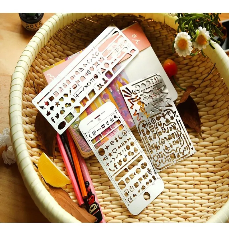 Винтажный портативный трафареты из нержавеющей стали полый линейка планировщик