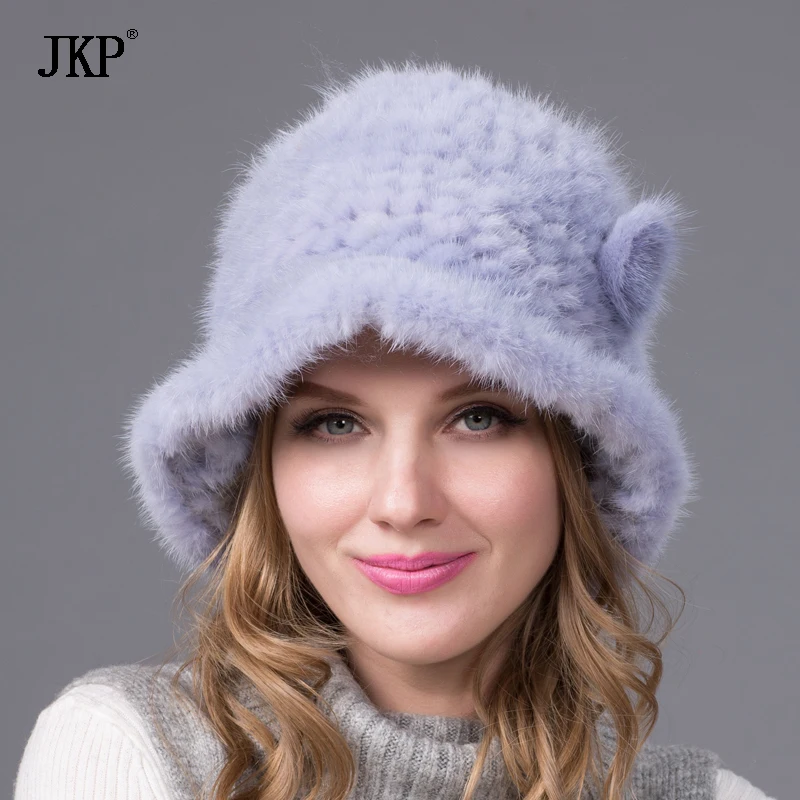 Новое поступление 100% Высокое качество вязаная шапка из настоящего норкового