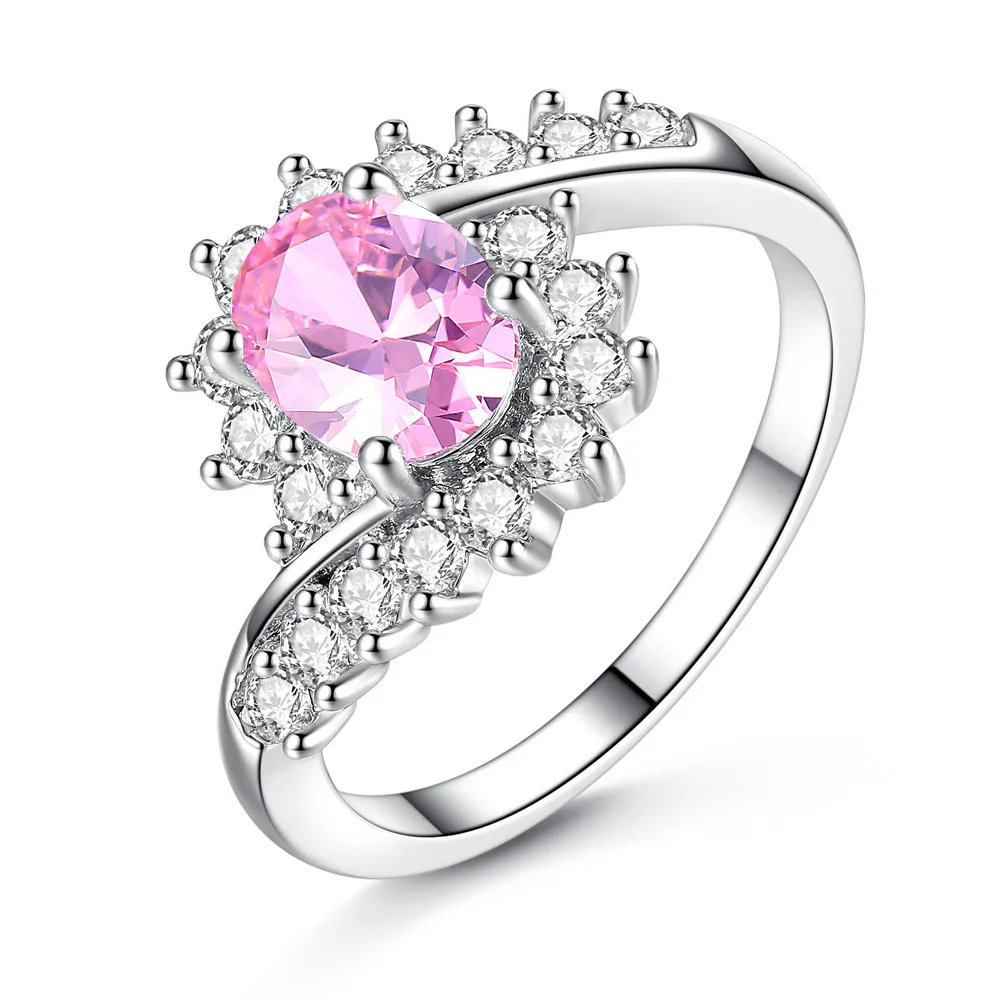 Циркониевое кубическое кольцо с синим розовым кристаллом для женщин вечеринки