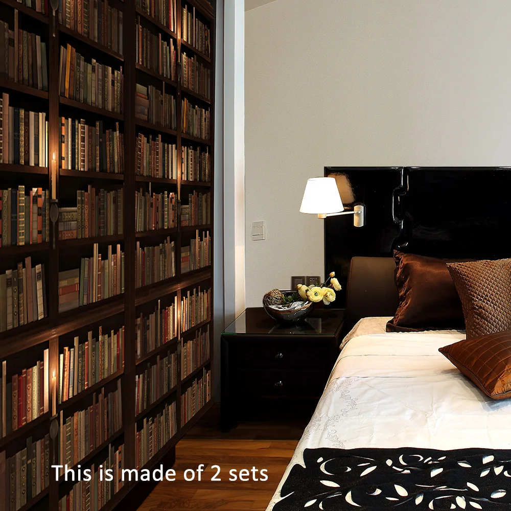 Наклейка на дверь Funlife ретро книжный шкаф 3D узор деревянная ремонт самоклеящаяся