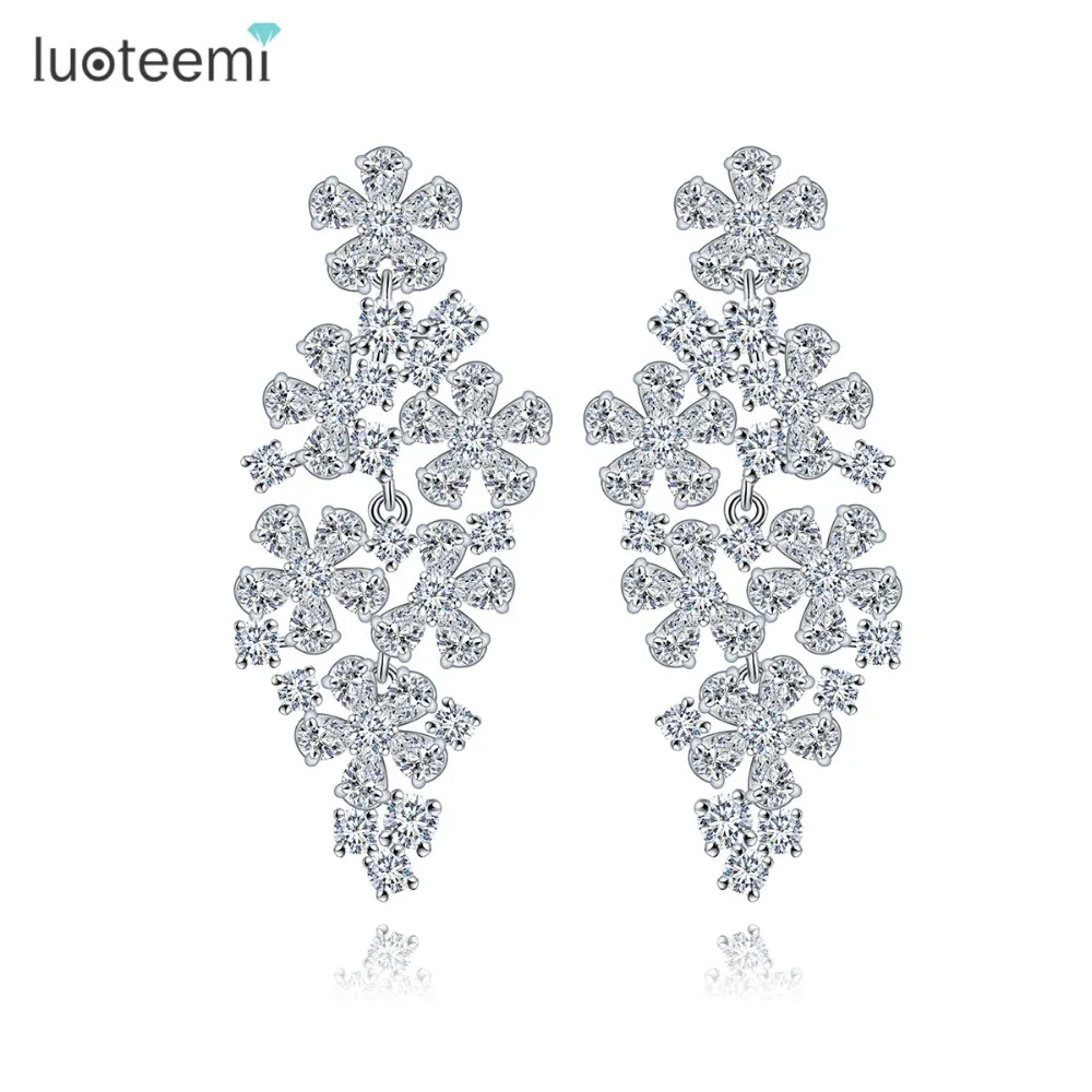 Luoteemi Фирменная Новинка цветы Форма Bijoux Шинг CZ кристально белого золота-Цвет Jewelry