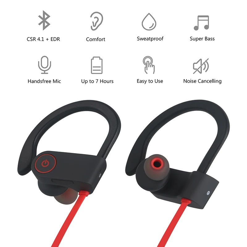 Новое поступление bluetooth наушники niub5 U8 Спорт Бег IPX4 Водонепроницаемый гарнитура