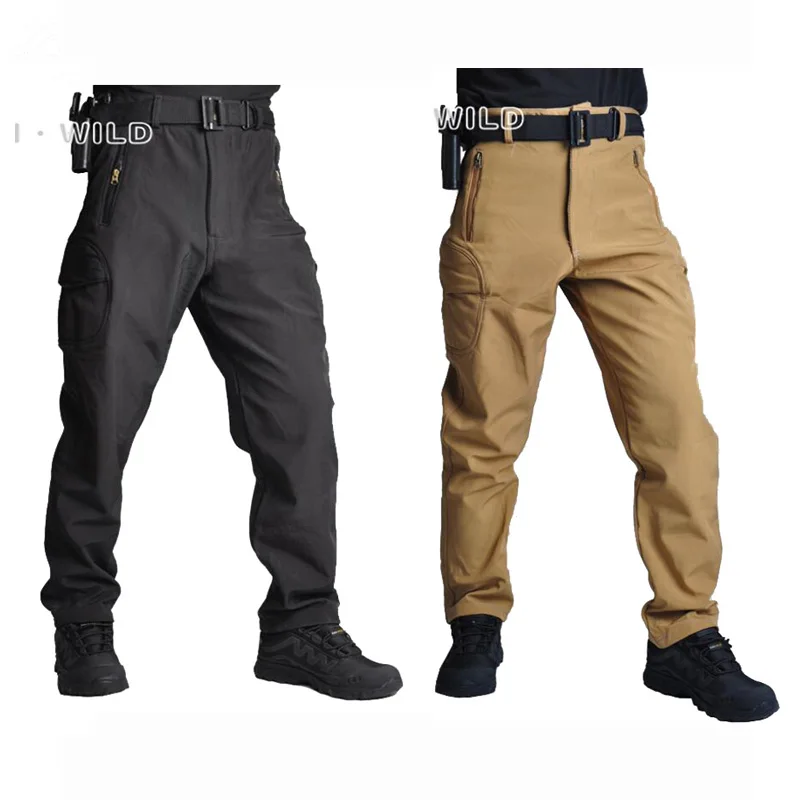 

Hot Sale Shark Skin Windproof Outdoor Hiking Climbing CS Camouflage Hunting Pants Men Fleece Trousers Military Army Pant