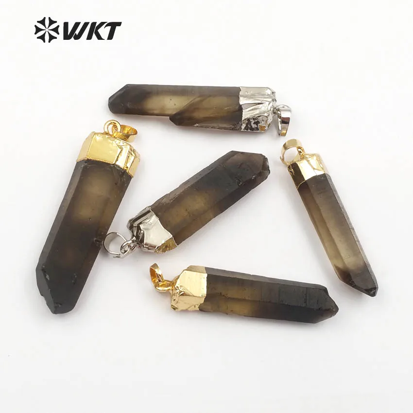 WT-P740 WKT новые модели Мода с дымчатыми камнями Кулон хорошее качество Радужный кулон в форме камня с золотой/серебряной отделкой сверху