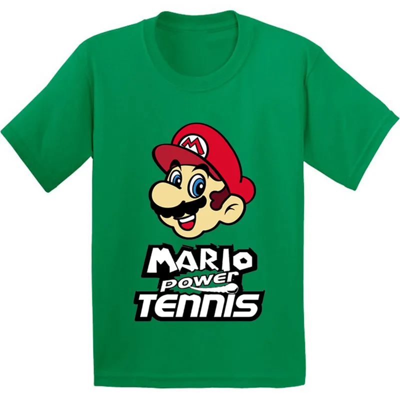 Детская Хлопковая футболка с рисунком Супер Марио и силы тенниса забавная одежда