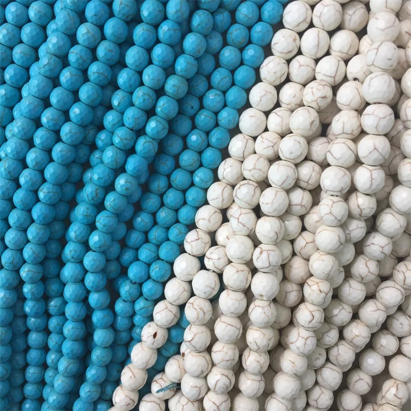 Огранка из натурального камня Белый Howlite голубой бирюзовый 4 6 8 10 12 мм браслет