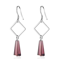lukeni beautiful crystal purple female drop earrings for girl jewelry charm fashion 925 sterling silver earring lady accessories