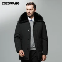 zozowang brand top quality mens down jackets 2020 new winter casual warm 90 white duck down coats long fur hooded jacket 4xl