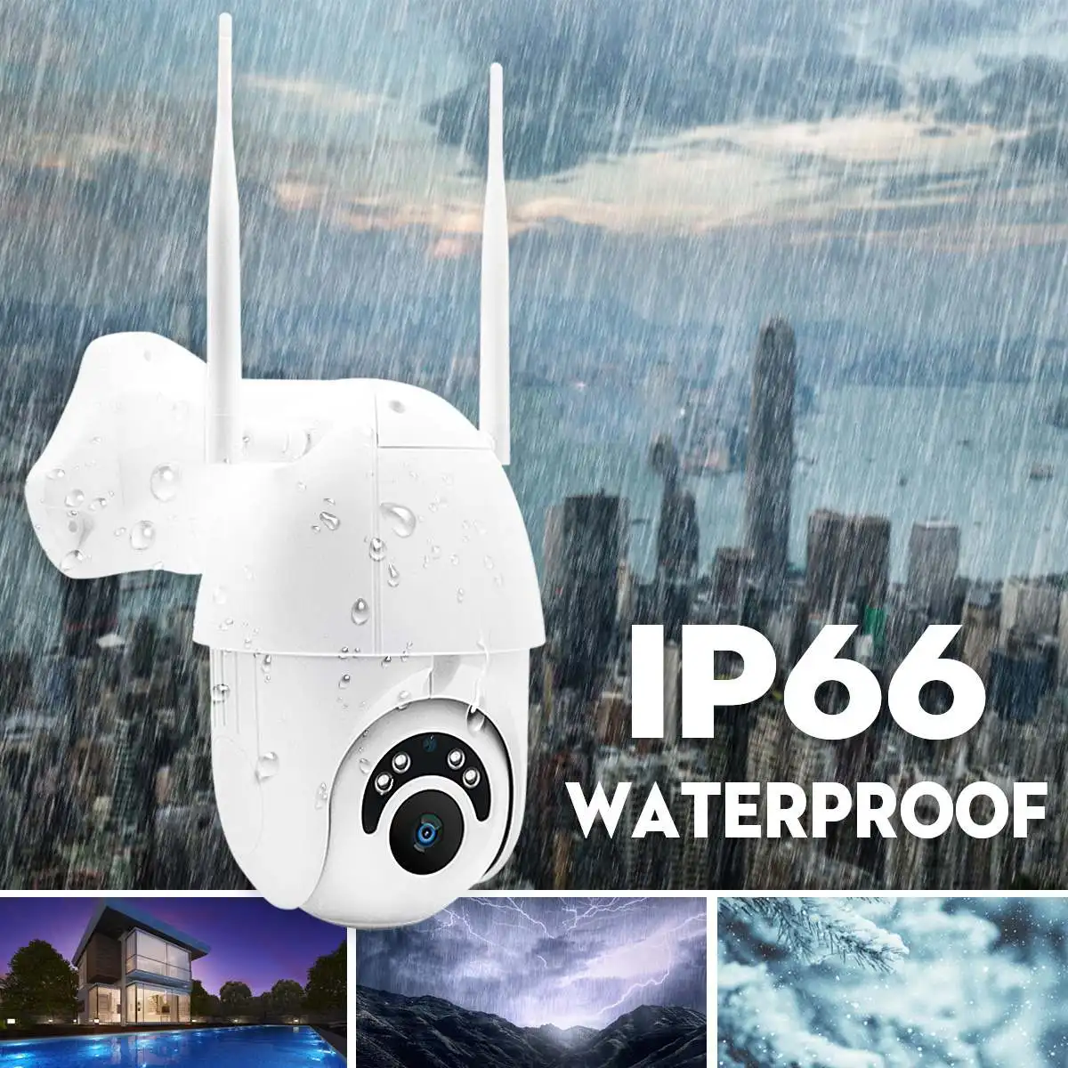 ZOOM HD 1080P wifi Беспроводная ip-камера для наружного наблюдения, PTZ скоростная купольная камера видеонаблюдения 60 м P65 с разъемом кабеля