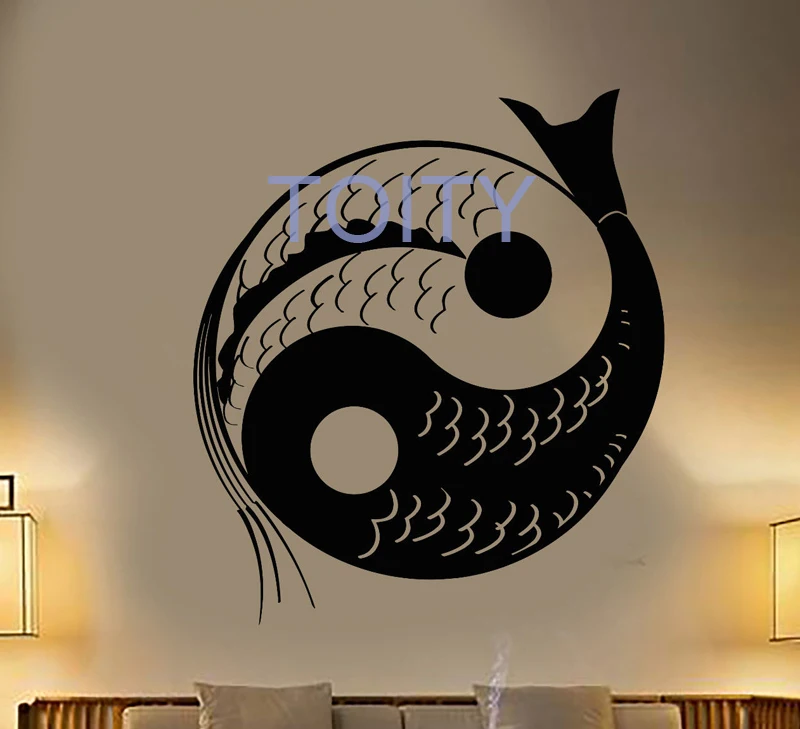 

Виниловая наклейка на стену, Инь Янь, рыбы, буддизм, рыбы, искусство дизайна, офисные фрески для спальни, украшение комнаты