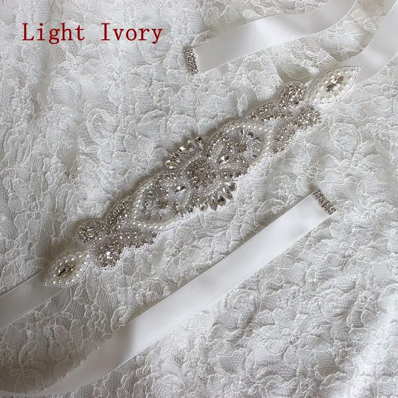 Light Ivory Горный хрусталь свадебные ленты пояса аксессуары невесты Жемчуг пояса ремни для Свадебное платье декор - Цвет: Light Ivory