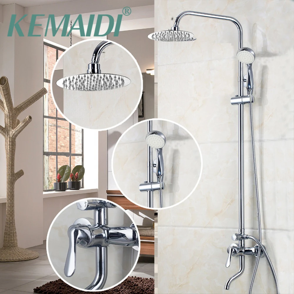 KEMAIDI ванная комната LED полированный хром водопад дождь смеситель для душа и