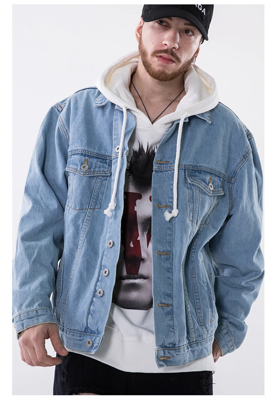 Autumn Hip Hop Denim Jacket Men Print Jeans Jackets Streetwear Fashion Casual Cotton Coat Male HZ021