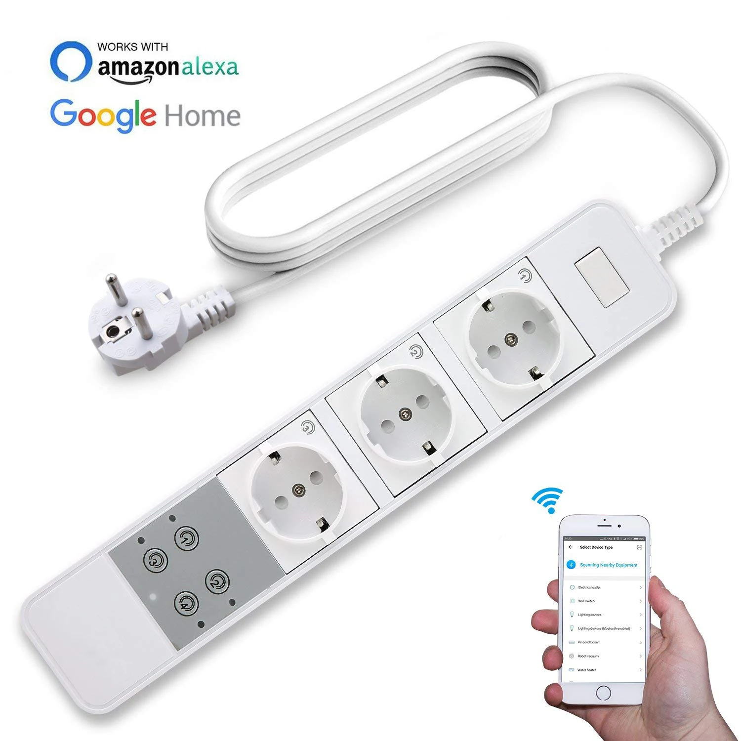 Сетевой блок Wi-Fi Smart Plug Homekit 3 EU розетка Защита от перенапряжения пульт дистанционного управления розетка с 2 м удлинитель независимый переключатель