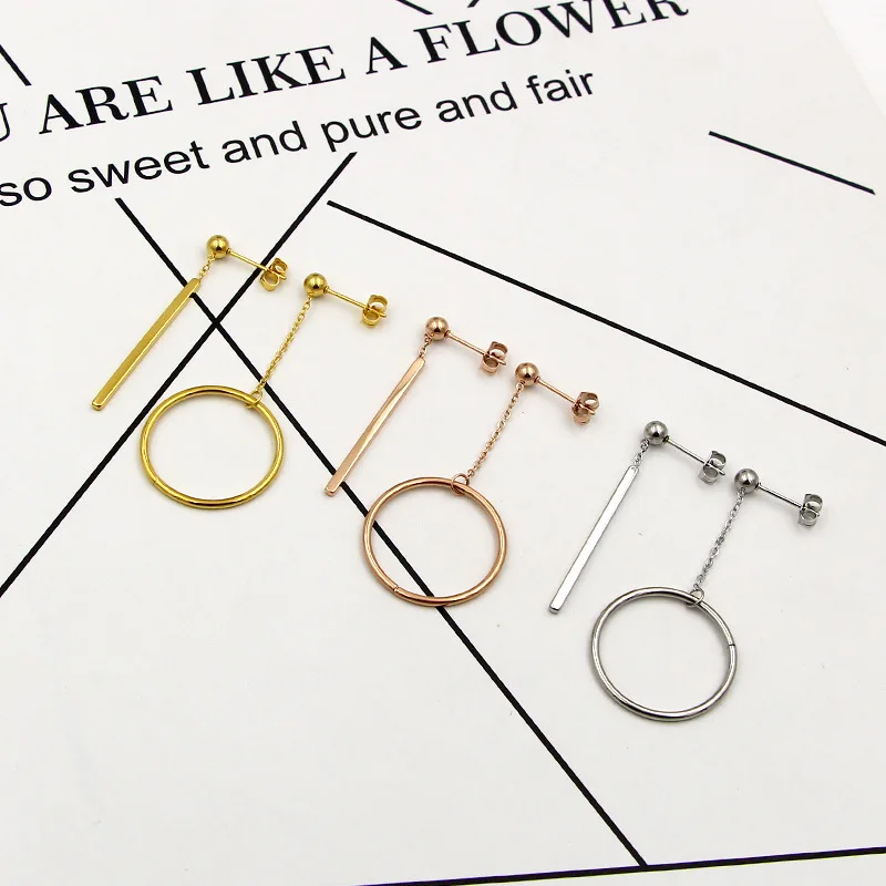 2018 модный бренд леди большой круг квадрат асимметрия Серьги-гвоздики