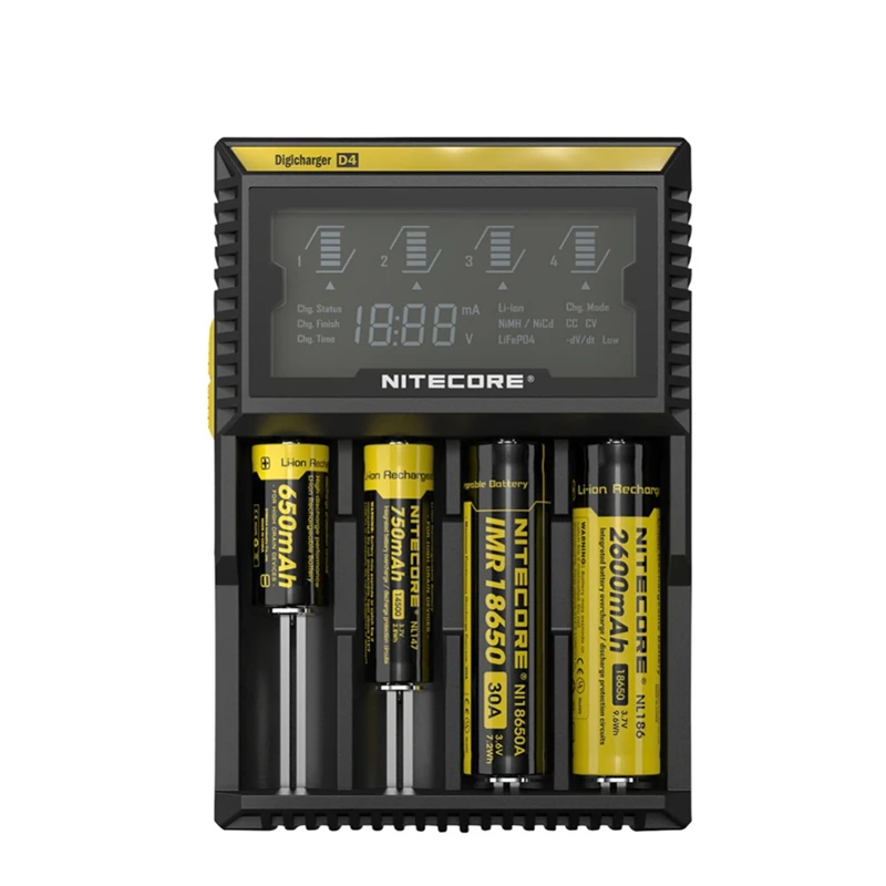 Оригинальное зарядное устройство Nitecore D4 Digi X2 универсальное Цифровое зарядное устройство 18650 ЖК-дисплей зарядное устройство для AA AAA Li ion Bat