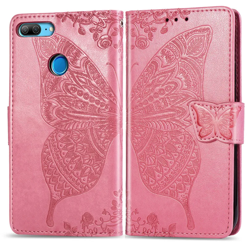 Pink Умный FIG-LX1 чехол huawei P, мягкий силиконовый роскошный кожаный чехол с 3D бабочкой, флип-чехол для huawei P Smart, чехол 5,65 - Цвет: Pink
