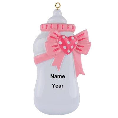 Baby Pink Bottle Детское первое рождественское персонализированное Рождественское украшение, домашнее украшение подарок на день рождения ребенка, орнамент ручной работы - Цвет: Baby Pink Bottle