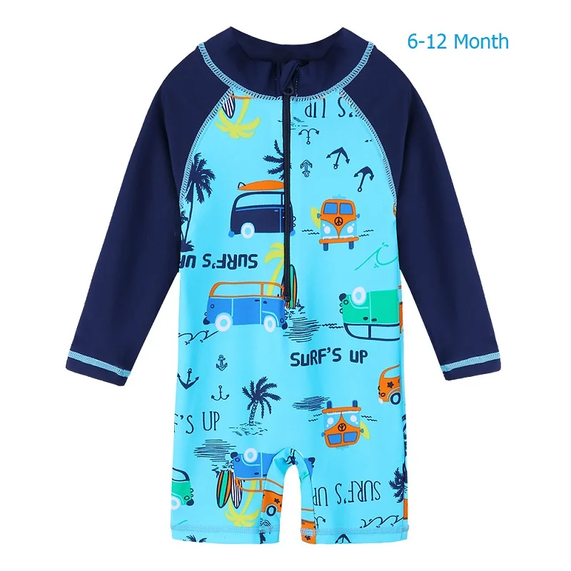6-12 Month BAOHULU для маленьких мальчиков купальник с изображением динозавра с длинным рукавом Дети Купальники малышек одна деталь купальник рашгарды дети пляж - Цвет: 6-12 Month